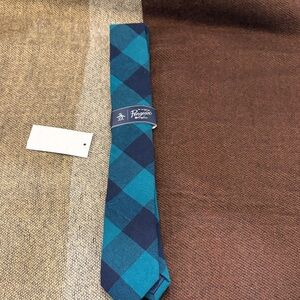 Original Penguin Teal and Navy Checkered Tie